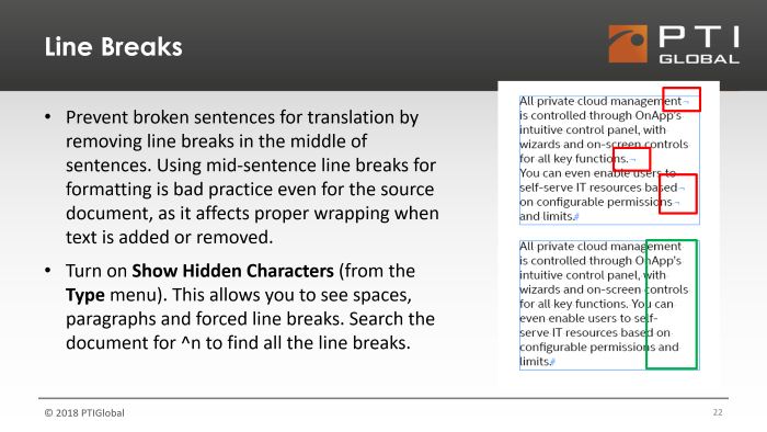 Example of line break issue for localization of adobe documents