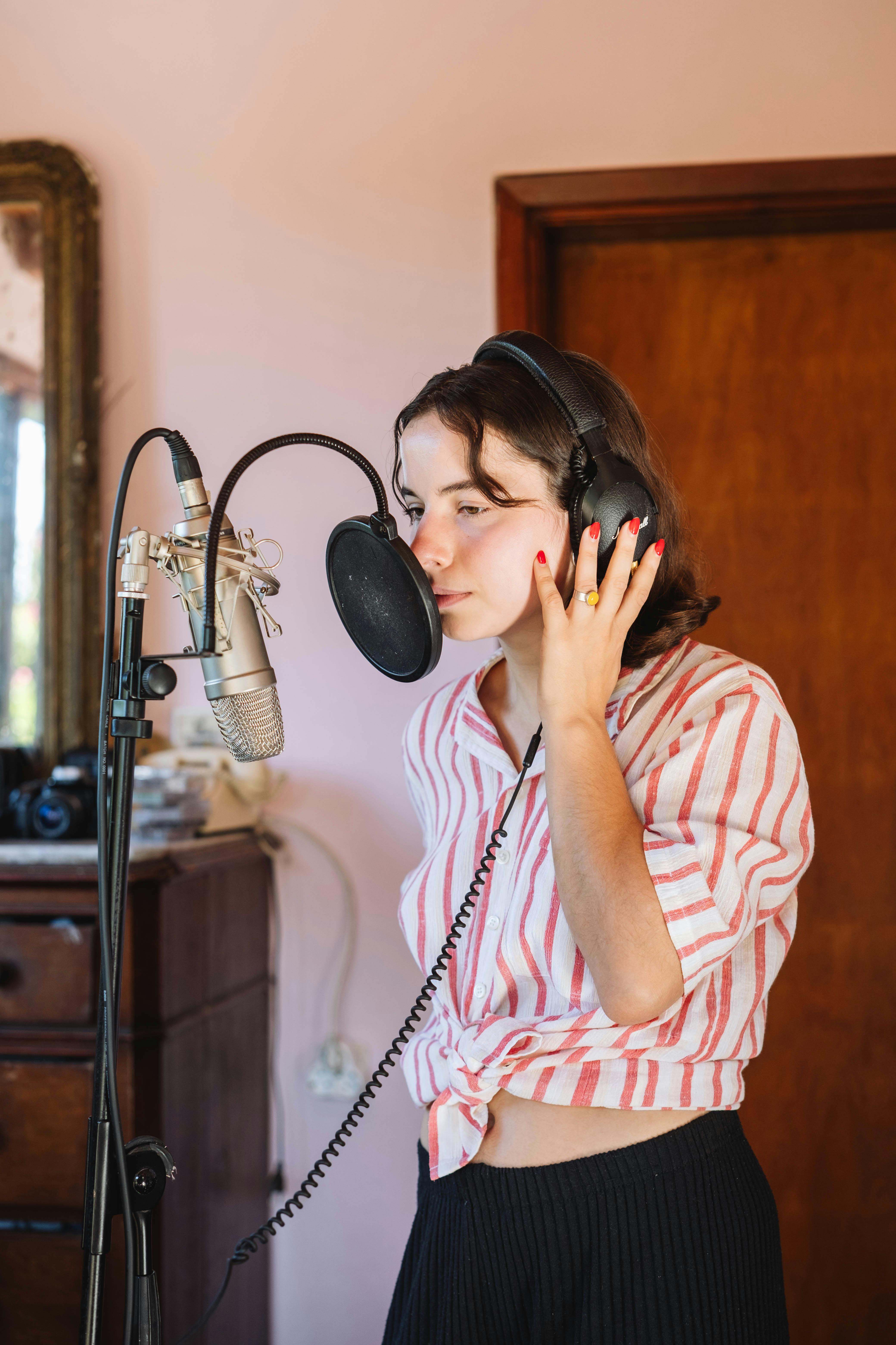 A woman doing voice casting as a service.